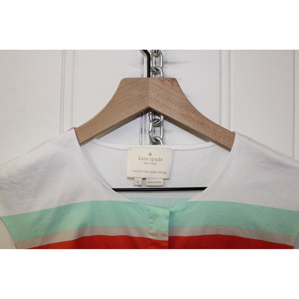 Kate Spade New York Multi Color Pleated Stripe Shirt Dress Preppy Size 6 $398 - Picture 7 of 11